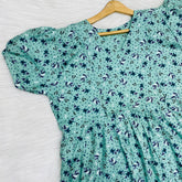 Frock Feeding Nighty, Free Size, Ankle Length, Tie-Up, Puff Sleeve Sleepwear in Softest Cotton Fabric (Bra Size 34"-38" | 50”-52″ length)